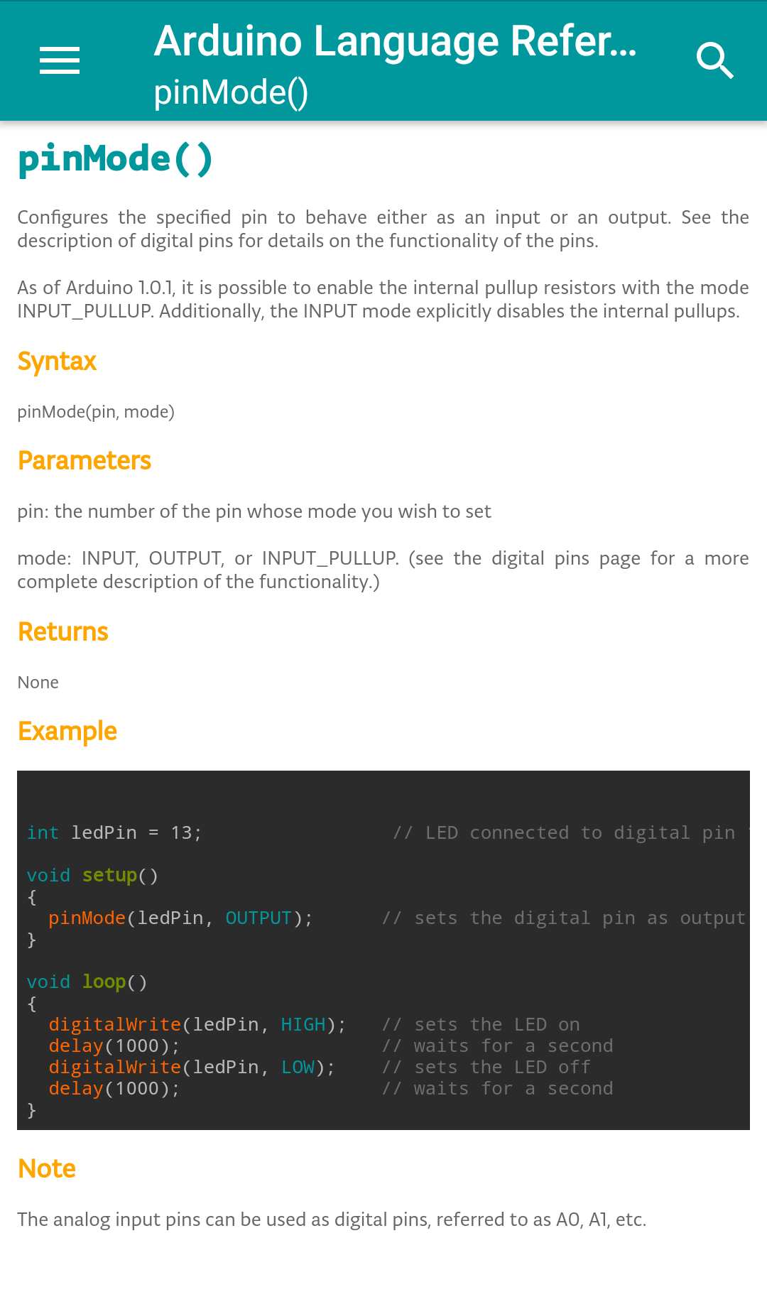 Arduino Language Reference